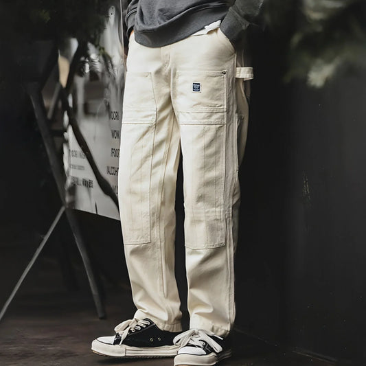 Retro Distressed Loose Creamy-white Jeans For Men - Which Mark