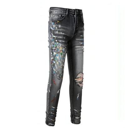 DenimDare™ Washed Elastic Slim Fitting Gray Jeans For Men - Which Mark