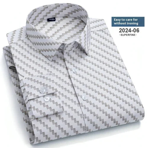 Spring And Autumn Fashion Floral Youth Men's Long-sleeved DressShirt - Which Mark