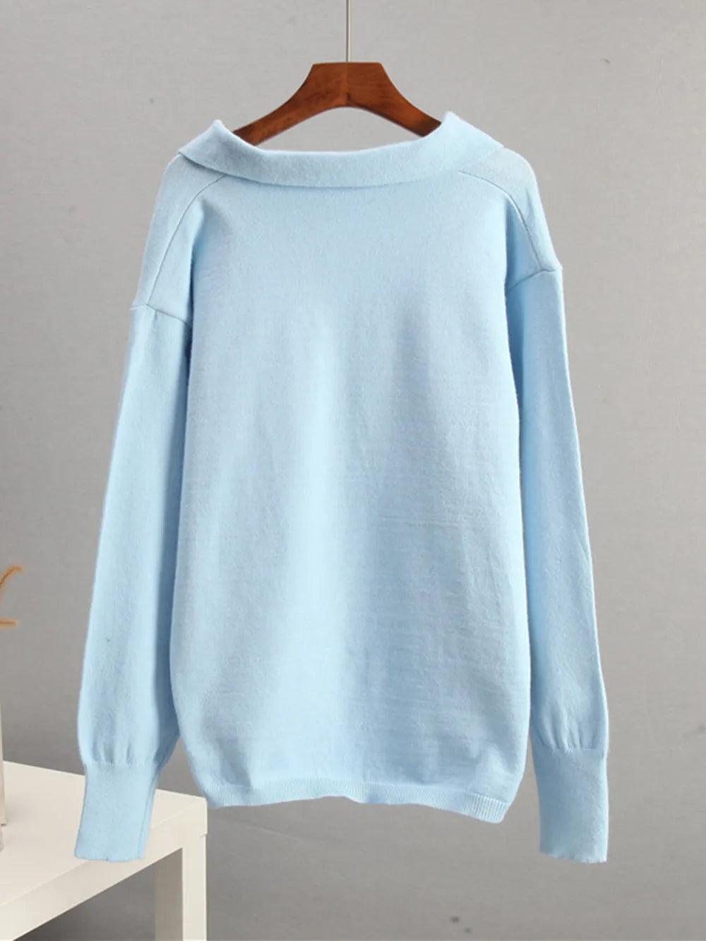 Johnny Collar Long Sleeve Top and Pants Sweater Set - Which Mark