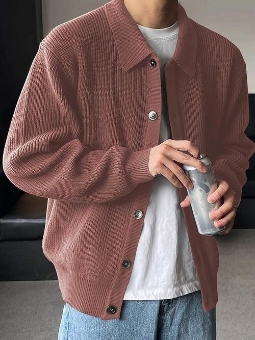 Fashion Solid Color Simple Men's Knitwear Cardigan Sweater Coat - Which Mark