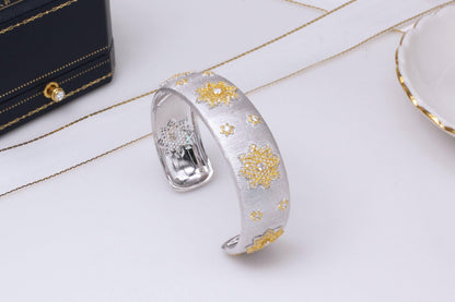 925 Silver Gold Plated Divided Snowflake Bracelet - Which Mark