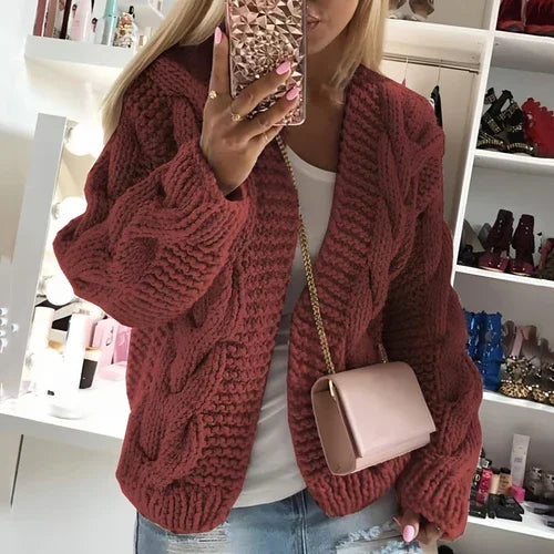 Sweater Women's Thick Thread Twist Knitted Cardigan Sweater - Which Mark