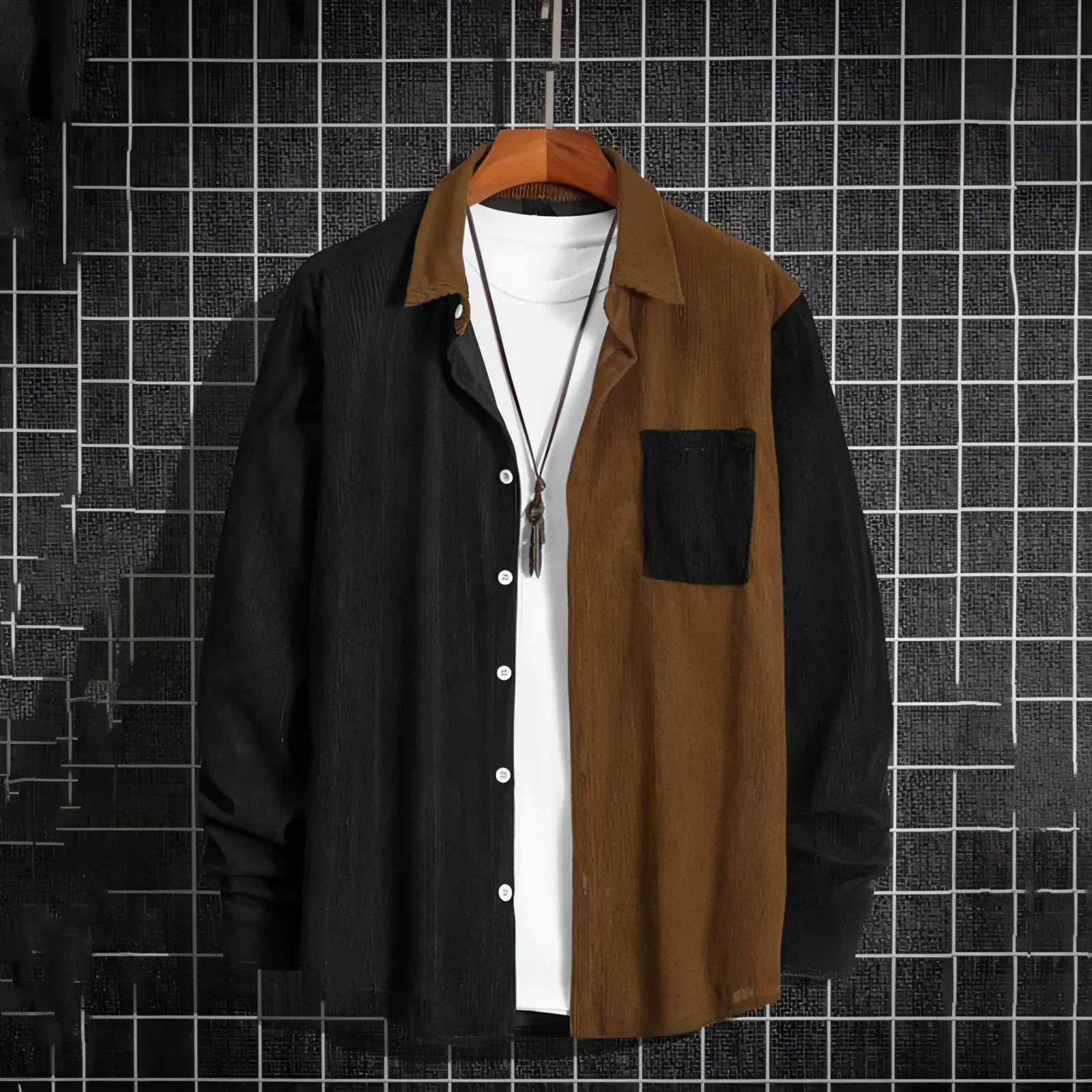 Men's Leisure Corduroy Long Sleeve Pocket DressShirt - Which Mark