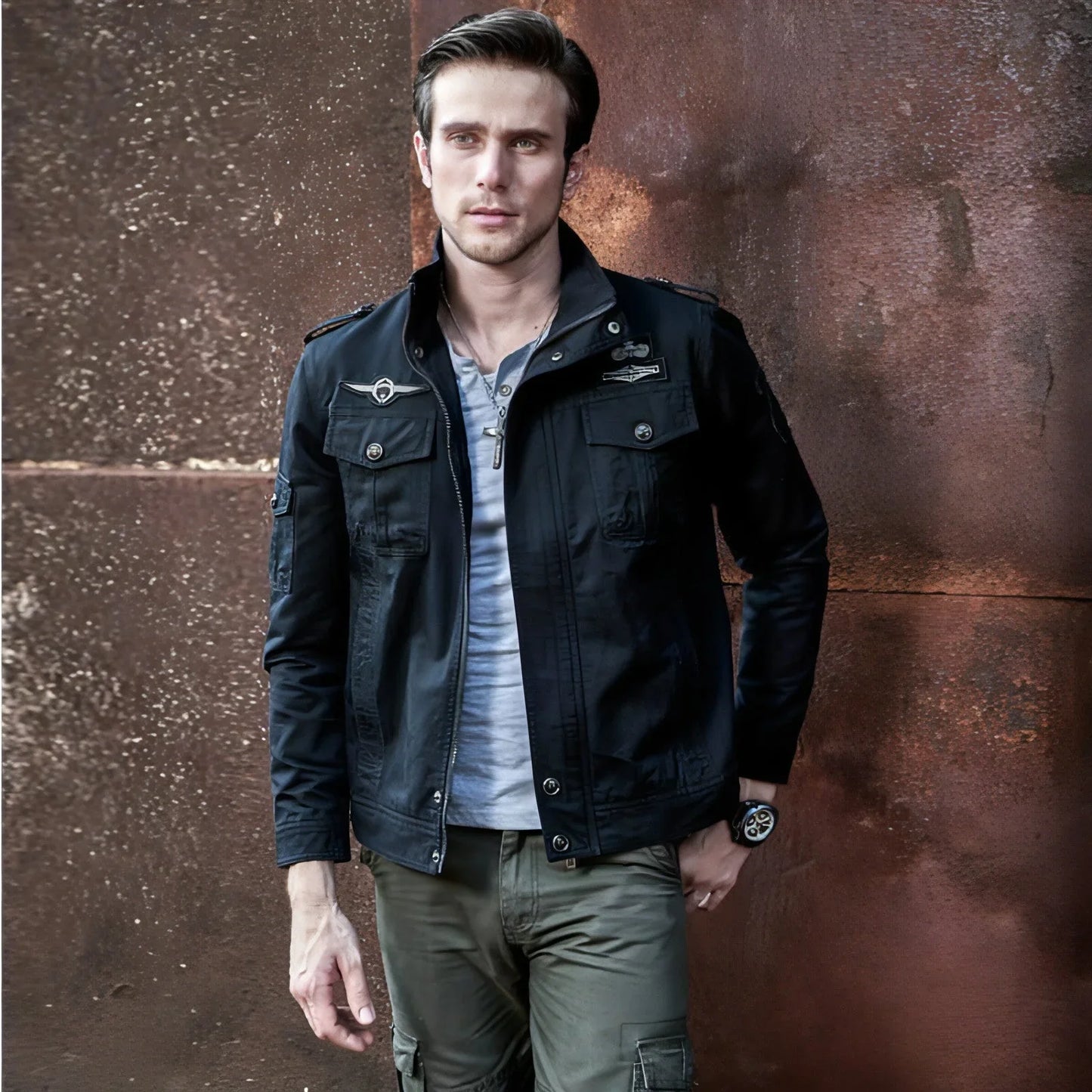 Tough Guy Washed Cotton Motorcycle Jacket Men - Which Mark