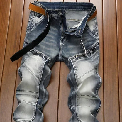 Retro Straight Motorcycle Motorcycle Pants Men Jeans - Which Mark