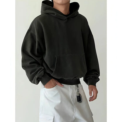 New Casual All-matching Hooded Loose Sweater Men's Retro Style Jacket - Which Mark