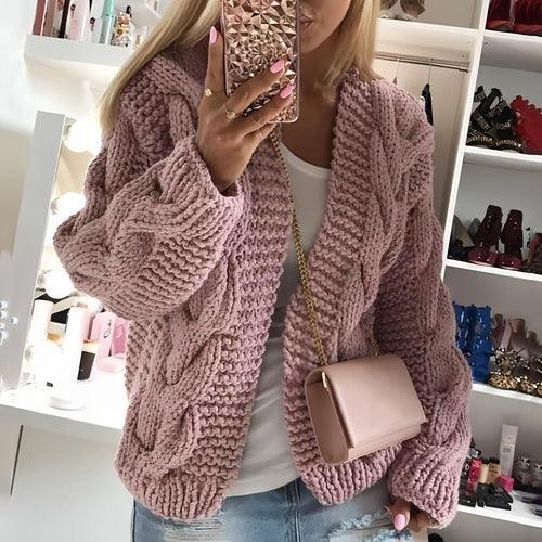 Sweater Women's Thick Thread Twist Knitted Cardigan Sweater - Which Mark
