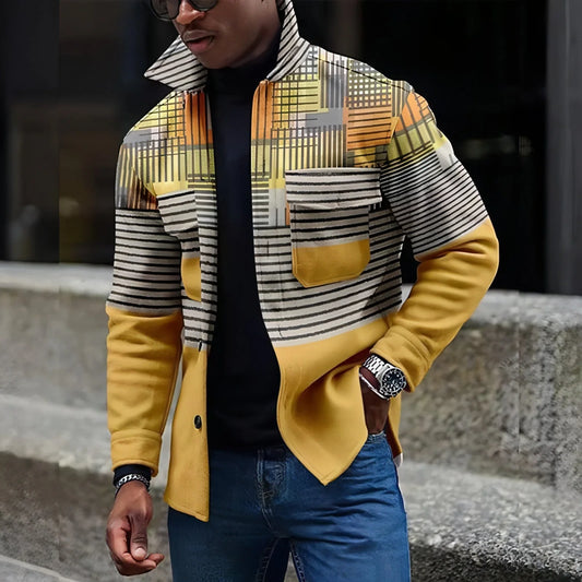 Youth Lapels Fashion Printed Jacket Men - Which Mark