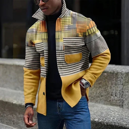 Youth Lapels Fashion Printed Jacket Men - Which Mark