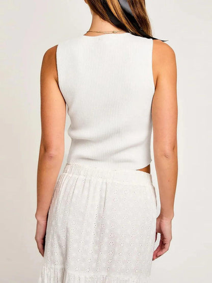 Bow Round Neck Cropped Tank - Which Mark