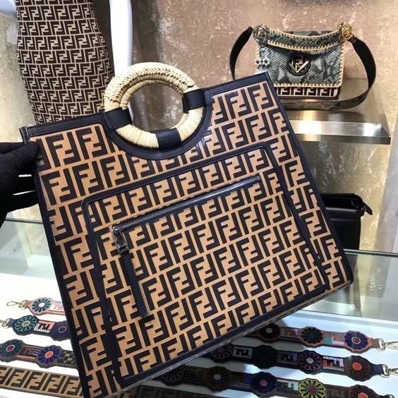 Genuine Leather Tote Bag Bamboo Round Handle - Which Mark