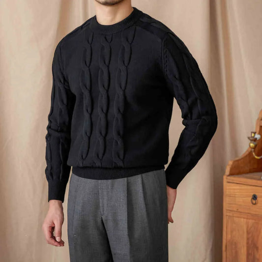 Round-neck Long-sleeved Pullover Jacquard Slim-fit Stretch Sweater - Which Mark