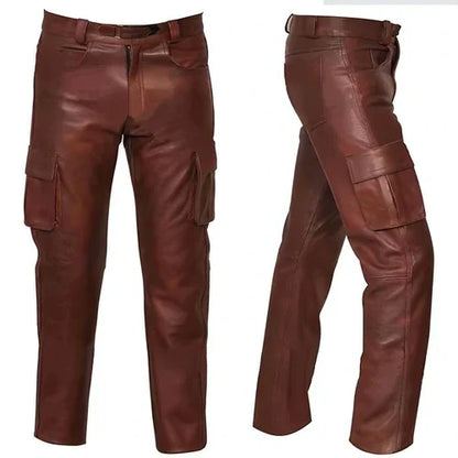 Solid Color Men's PU Leather Men Jeans Pants - Which Mark