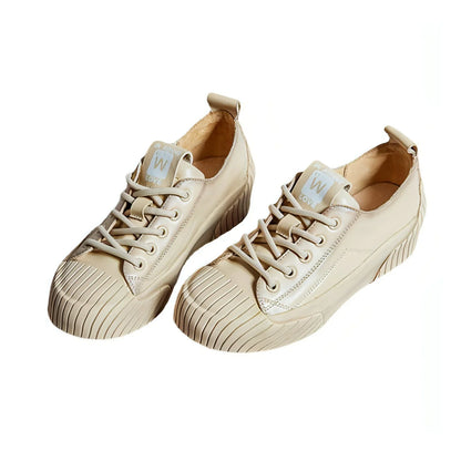 Women's Soft Bottom Skateboard Shoes All-Match Platform Lace-up - Which Mark