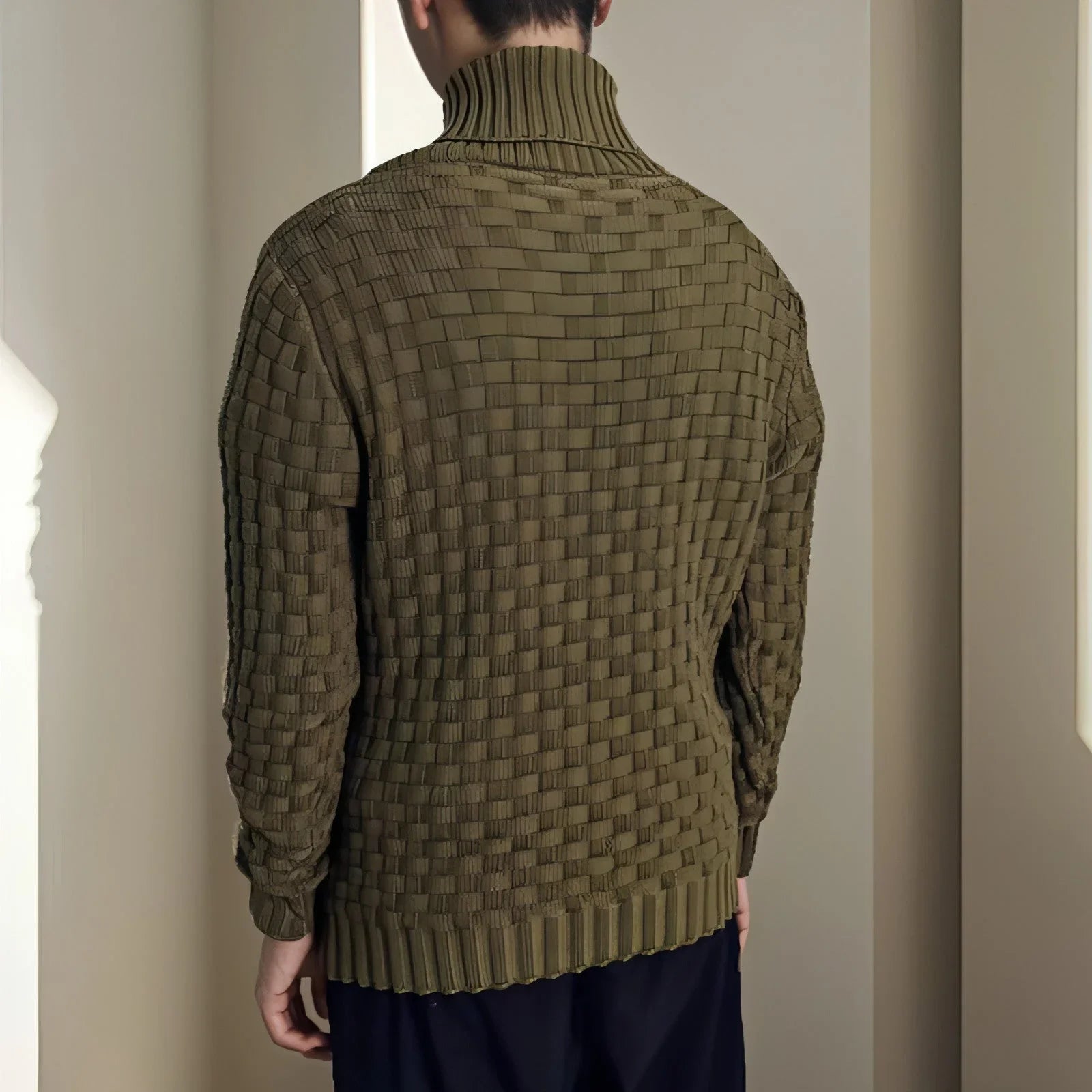 Chic Buttoned Slim Turtleneck Sweater for Men - Which Mark