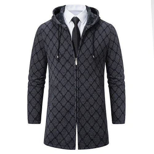 Men's Mid-length Sweater Fashion Casual Hooded Coat - Which Mark