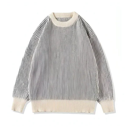 Round Neck Striped Sweater For Men - Which Mark