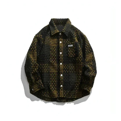 Retro Plaid Stitching Lapel Jacket For Men - Which Mark