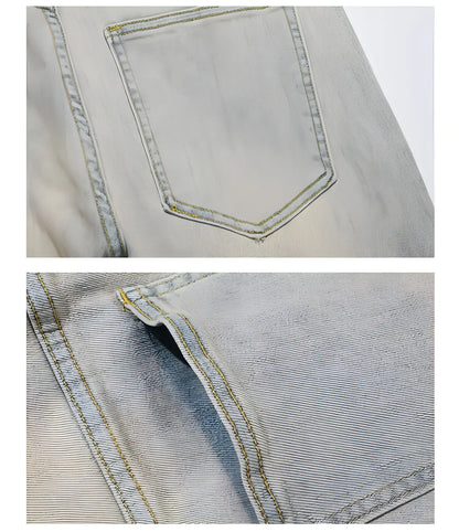 High Street Yellow Mud Washed And Distressed Men's Casual Pants - Which Mark