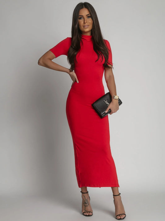 Red turtleneck midi pencil dress FG674 - Which Mark
