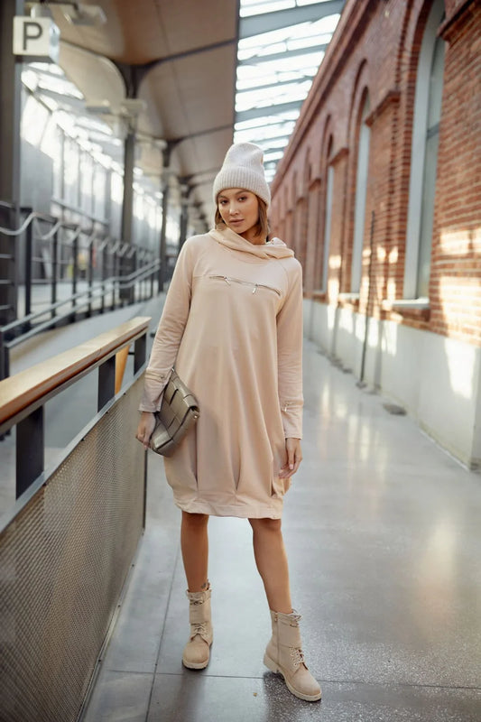Beige bomber dress with hood FI722 - Which Mark