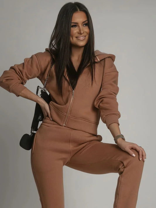 Women's beige insulated tracksuit set FI761 - Which Mark