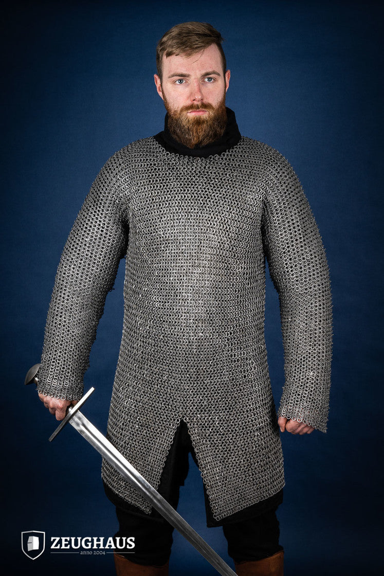 Chainmail Hauberk Flatring Wedge Riveted 9mm Steel Oiled - Which Mark