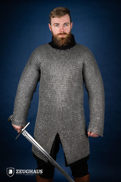 Chainmail Hauberk Flatring Wedge Riveted 9mm Steel Oiled - Which Mark