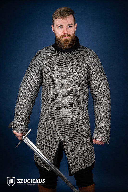Chainmail Hauberk Flatring Wedge Riveted 9mm Steel Oiled - Which Mark