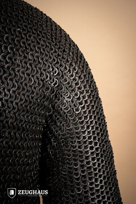 Chainmail Hauberk Flatring Riveted 9mm Burnished - Which Mark