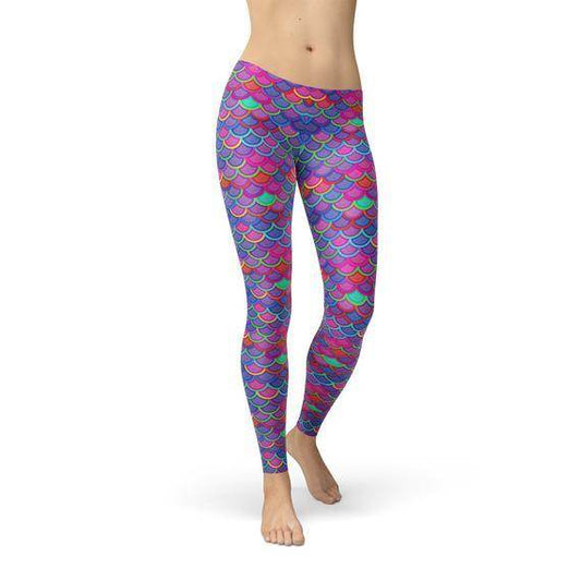 Womens Pink Purple Mermaid Leggings - Which Mark