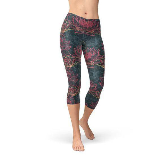 Womens Floral Lotus Capri Leggings - Which Mark