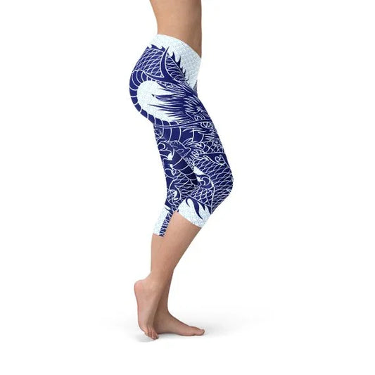 Womens Japanese Dragon Capri Leggings - Which Mark