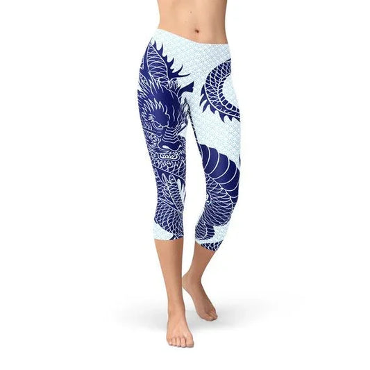 Womens Japanese Dragon Capri Leggings - Which Mark