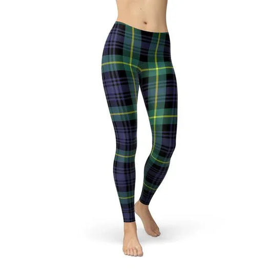 Womens Green and Blue Tartan Leggings - Which Mark