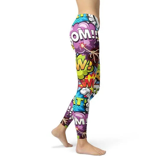 Comic Book Explosions Leggings - Which Mark