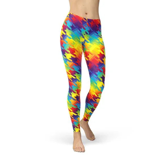 Womens Rainbow Houndstooth Leggings - Which Mark