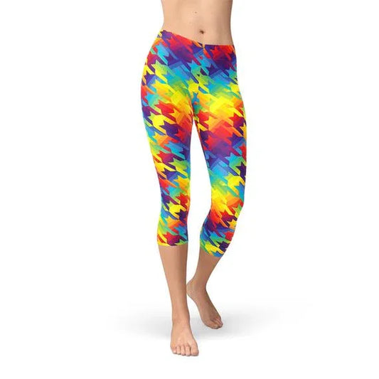Womens Rainbow Houndstooth Capri Leggings - Which Mark