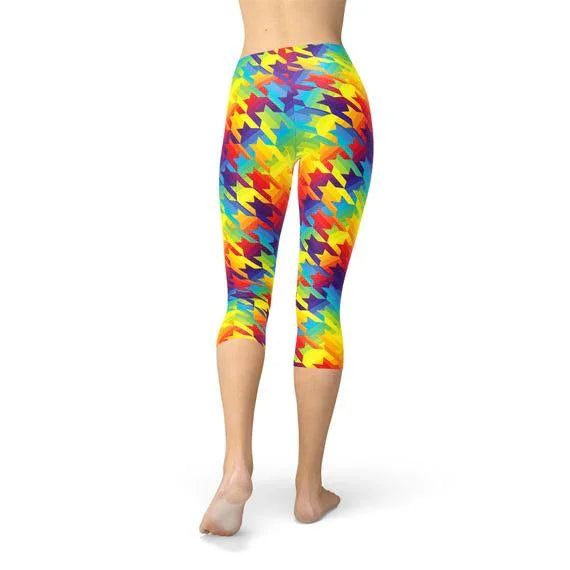 Womens Rainbow Houndstooth Capri Leggings - Which Mark