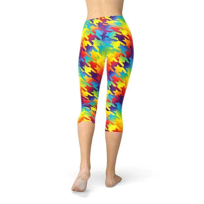 Womens Rainbow Houndstooth Capri Leggings - Which Mark