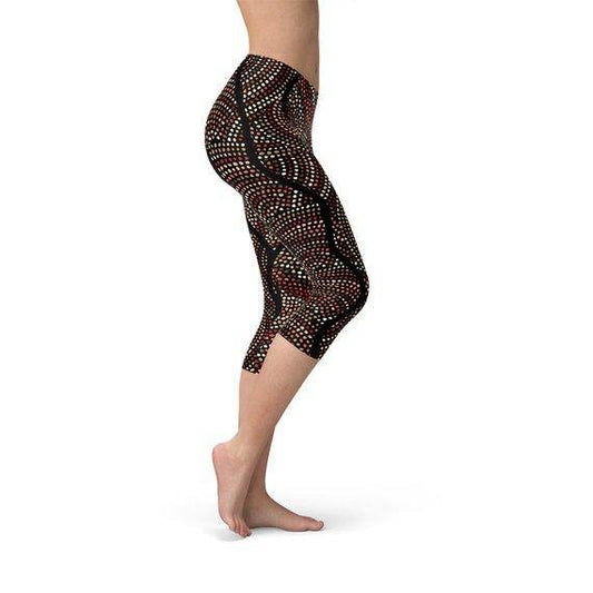 Womens Polka Dots Aboriginal Artwork Capri (V1) - Which Mark