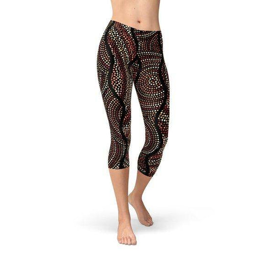 Womens Polka Dots Aboriginal Artwork Capri (V1) - Which Mark
