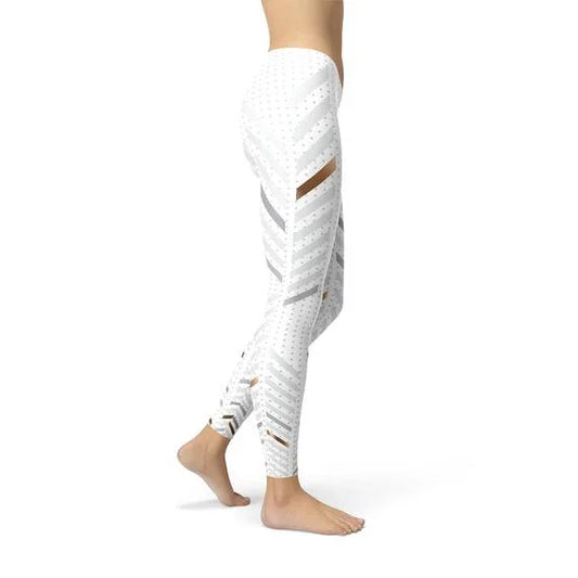 Womens White Stripes Leggings - Which Mark