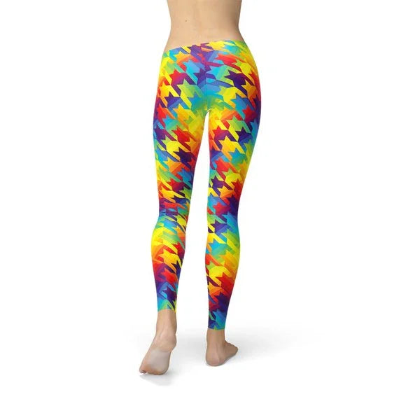 Womens Rainbow Houndstooth Leggings - Which Mark