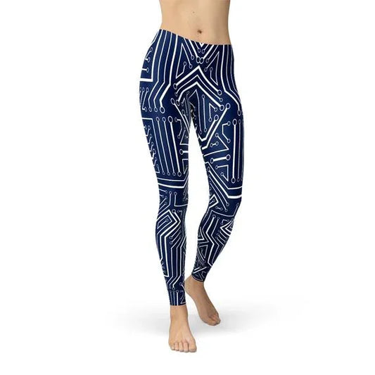 Womens Navy Blue Circuit Leggings - Which Mark