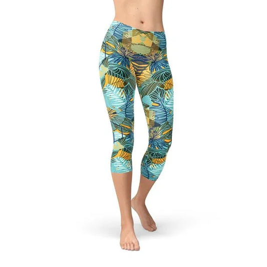 Womens Hexagon Floral Capri Leggings - Which Mark