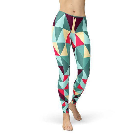 Womens Leggings w/ Colorful Geometric Triangles - Which Mark