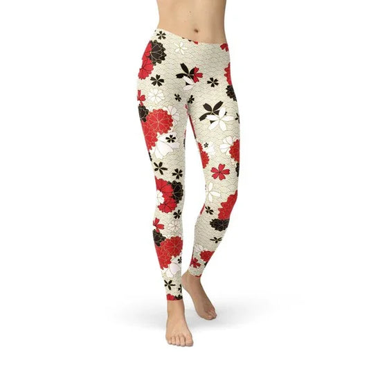 Womens Japanese Cherry Blossom Leggings - Which Mark