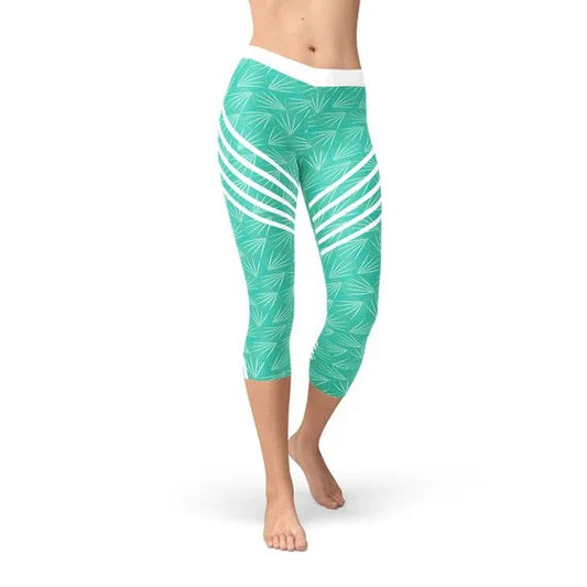 Turquoise Sports Capri Leggings - Which Mark
